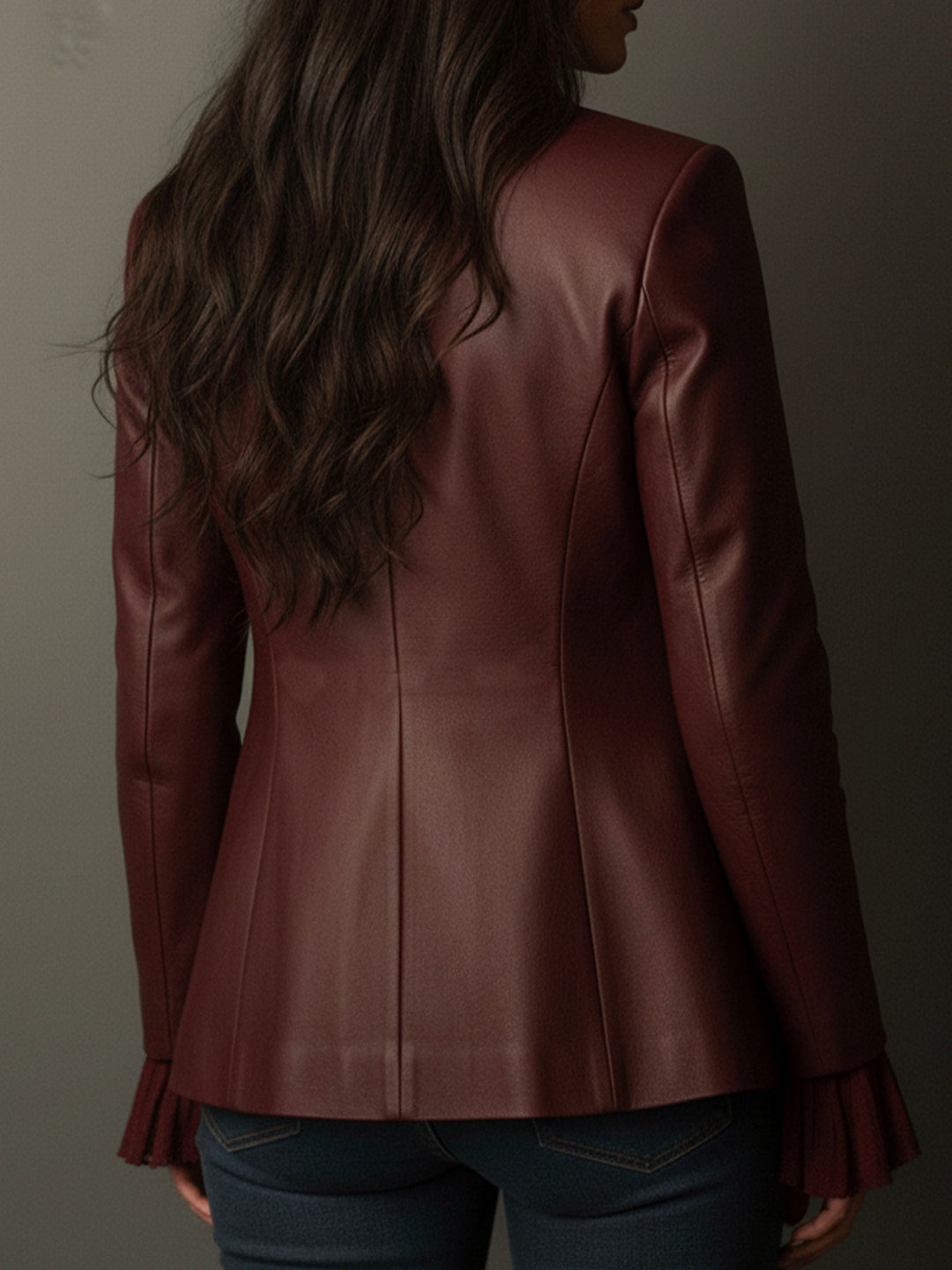 Retro Burgundy Eco-Friendly Leather Blazer
