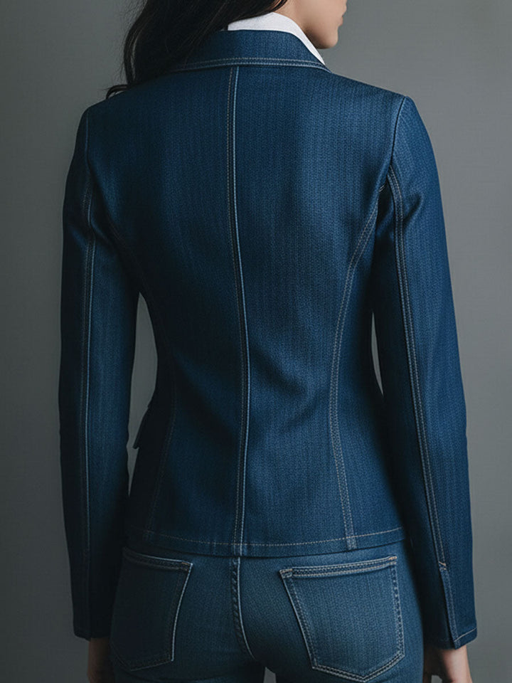 Timeless Fitted Denim Jacket with Pockets