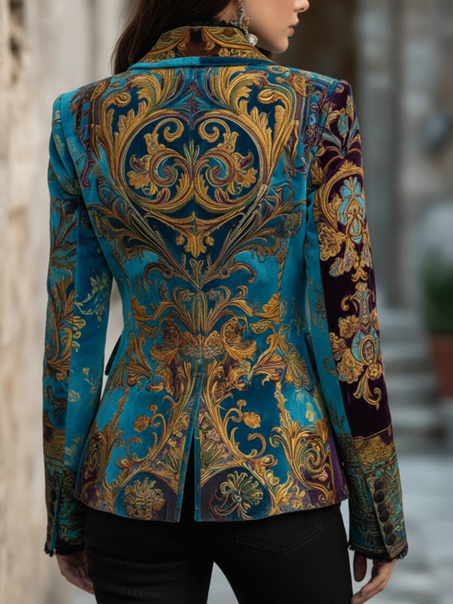 Opulent Bohemian Baroque Velvet Tailored Jacket