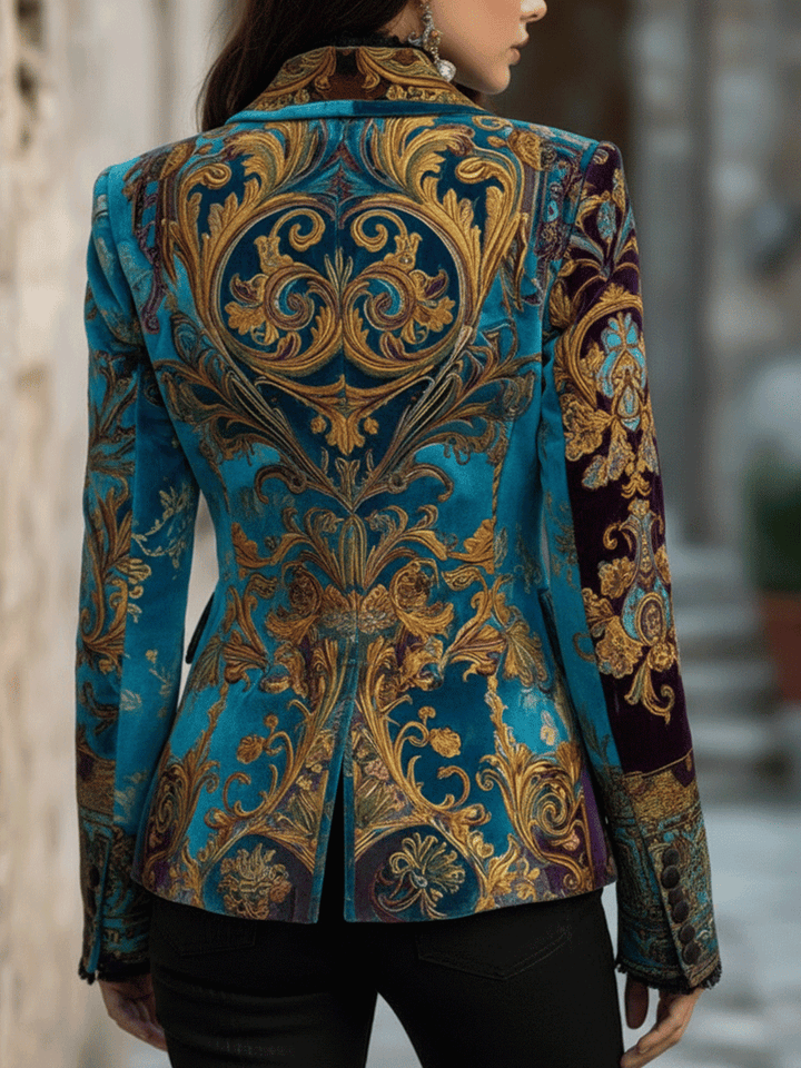 Opulent Bohemian Baroque Velvet Tailored Jacket