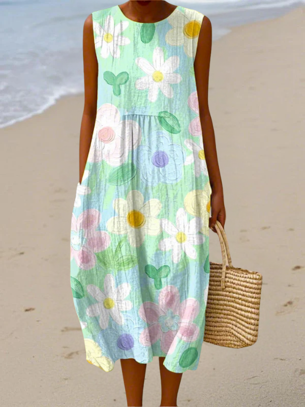 ANGELA| Pastel Blossom Midi Dress