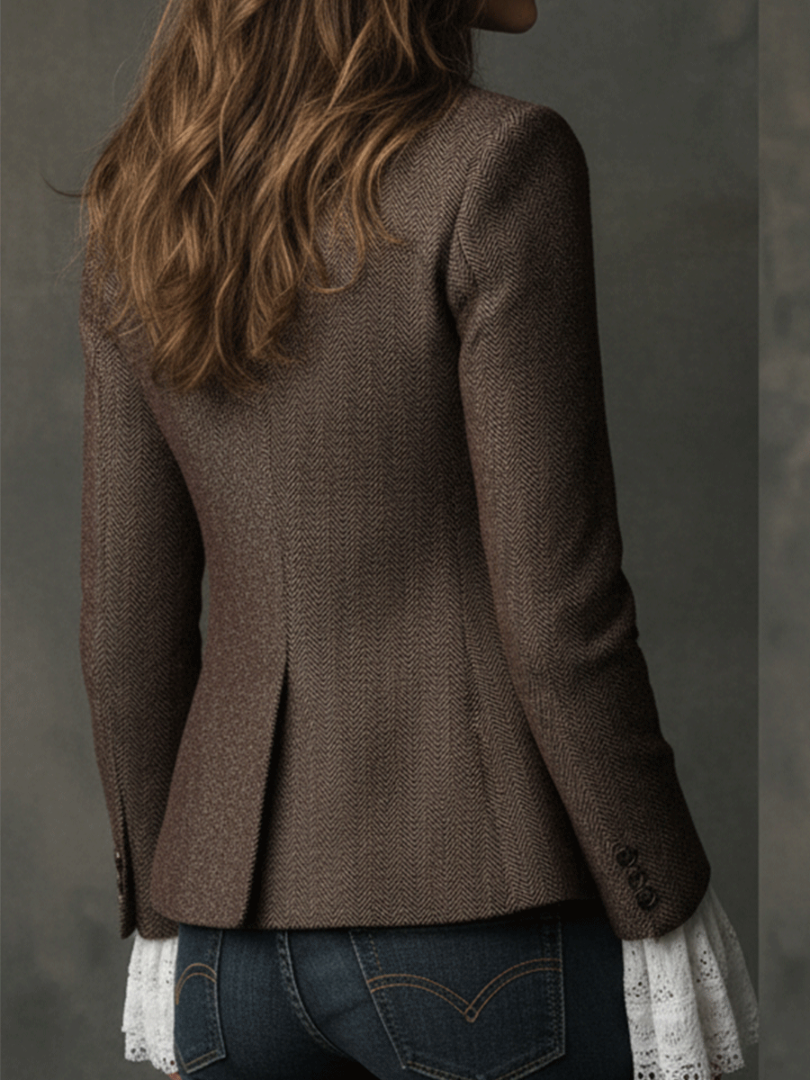 Classic Brown Tweed Tailored Blazer
