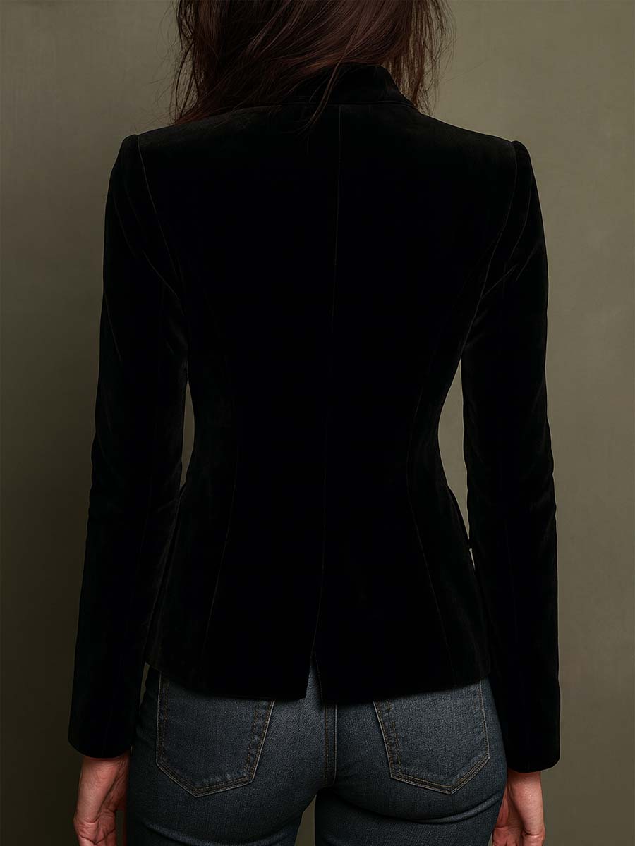Embroidered Floral Velvet Blazer