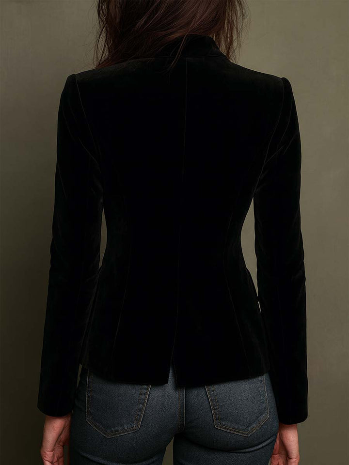 Embroidered Floral Velvet Blazer