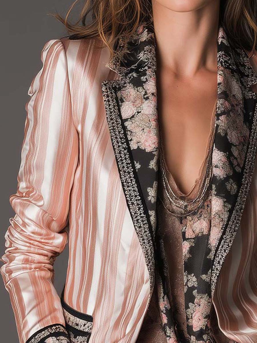 Tailored Blazer with Bohemian Satin Stripes