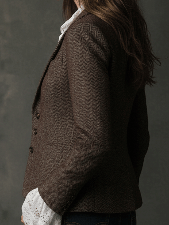 Classic Brown Tweed Tailored Blazer