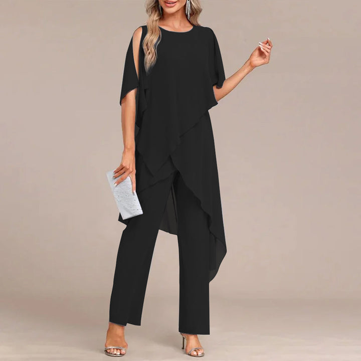 Blue Round Neck Two Piece Set