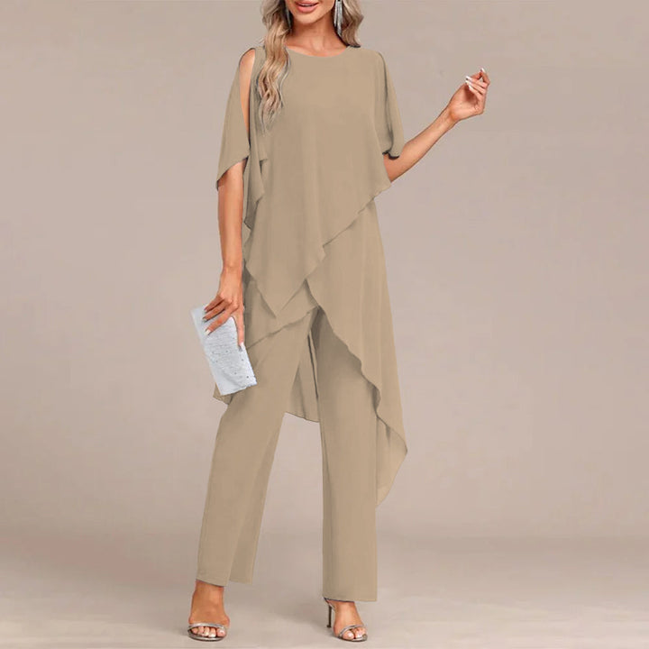 Blue Round Neck Two Piece Set