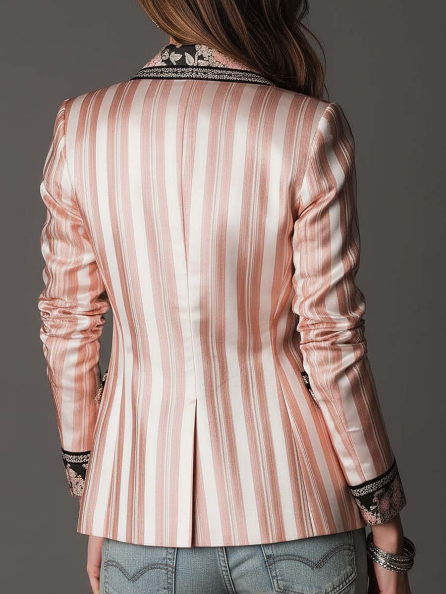 Tailored Blazer with Bohemian Satin Stripes