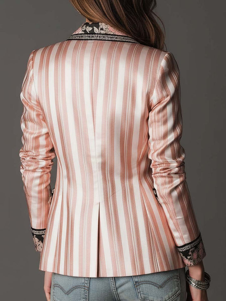 Tailored Blazer with Bohemian Satin Stripes