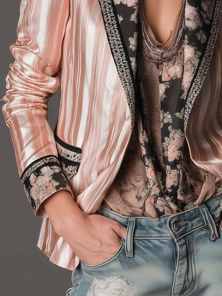 Tailored Blazer with Bohemian Satin Stripes