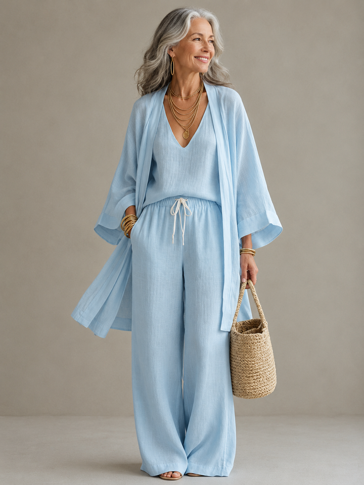 ELENA | THREE-PIECE LINEN BLEND SET