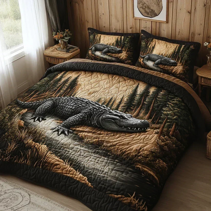 Woodland Animals 3-Piece Quilted Bedding Set