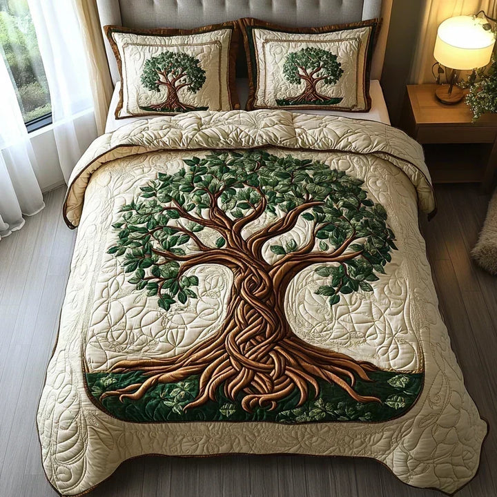 Tree of Life 3-Piece Quilted Bedding Set