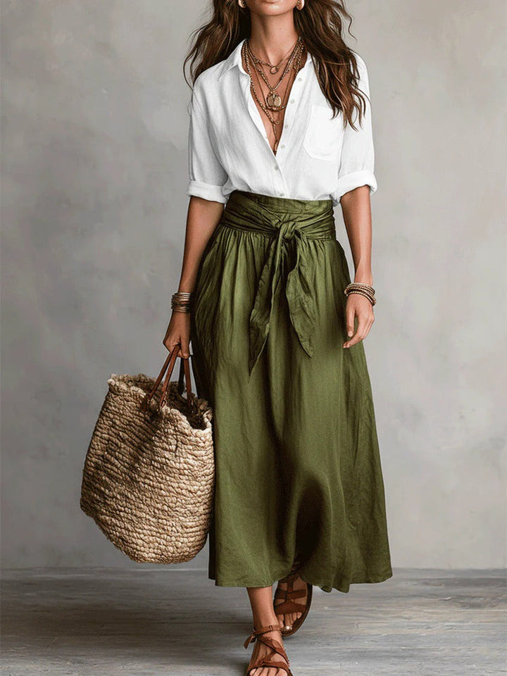 RIVER | SHIRT &amp; MIDI SKIRT SET