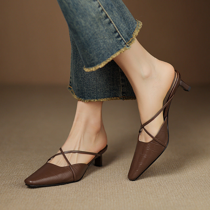 Gloria Genuine Leather Mules