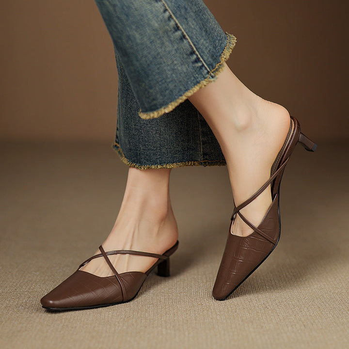 Gloria Genuine Leather Mules