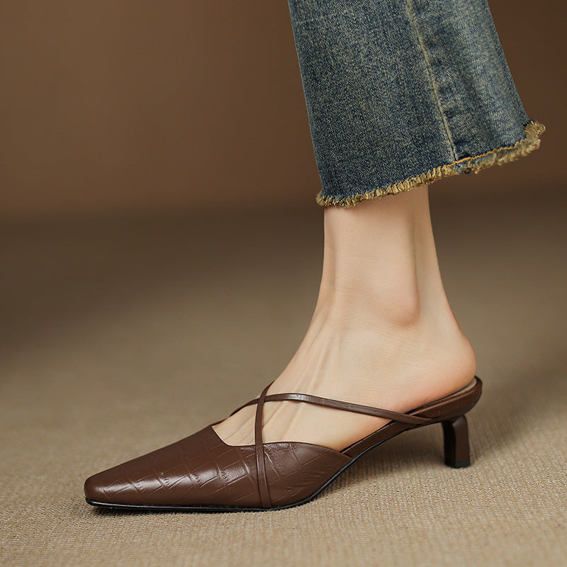 Gloria Genuine Leather Mules