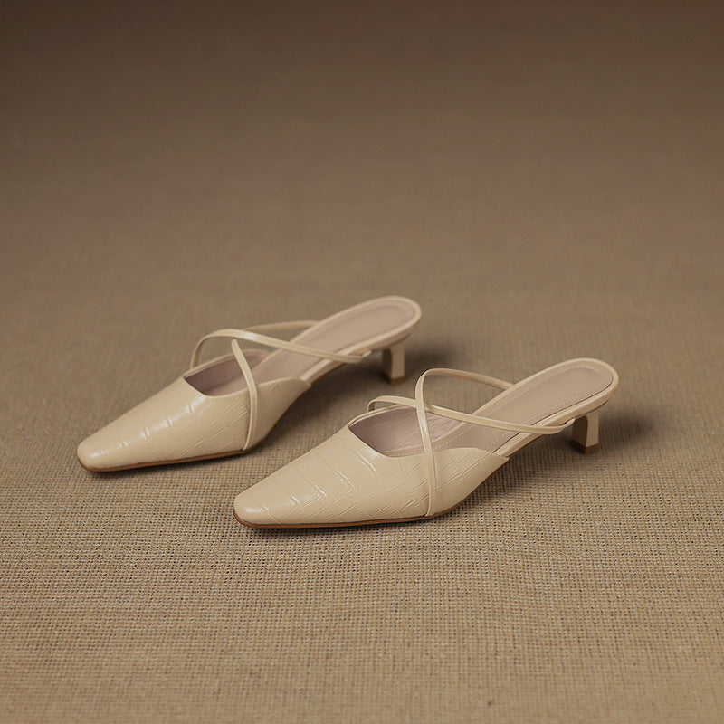 Gloria Genuine Leather Mules