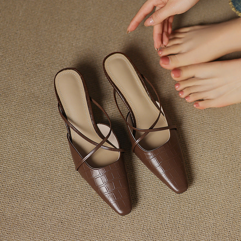 Gloria Genuine Leather Mules