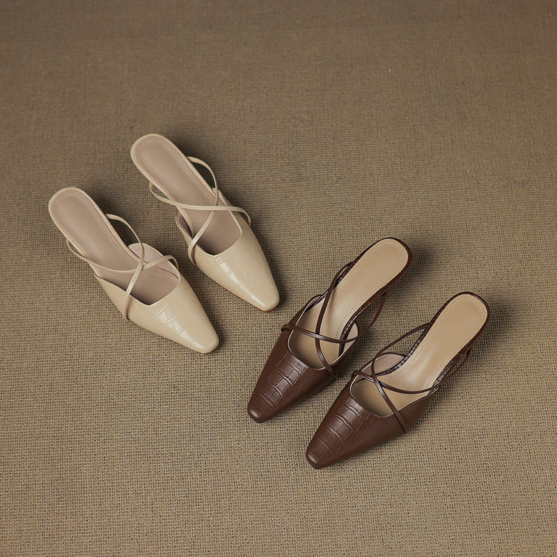 Gloria Genuine Leather Mules