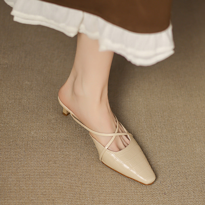 Gloria Genuine Leather Mules