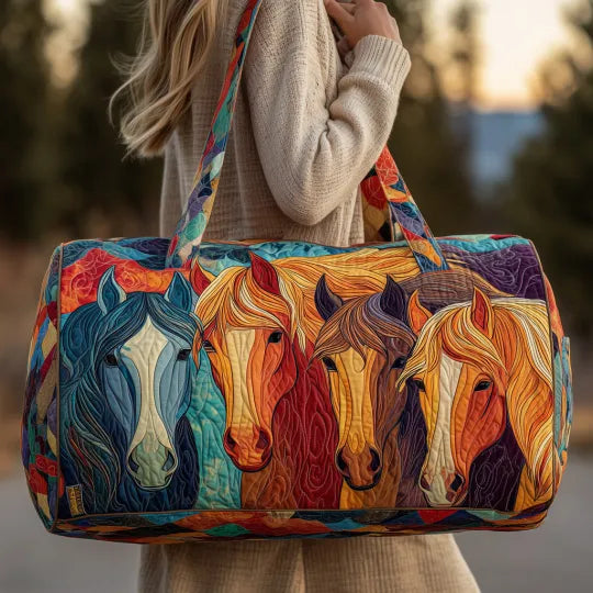 Painted Horses Quilted Travel Bag