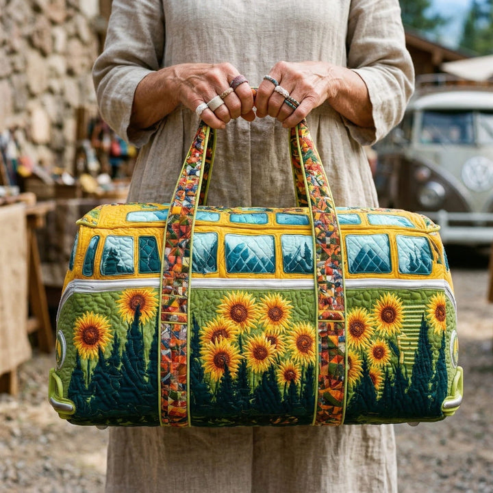 Sunflower Camper Quilted Travel Bag