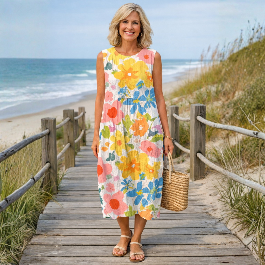 CHLOE | Pastel Floral Midi Dress