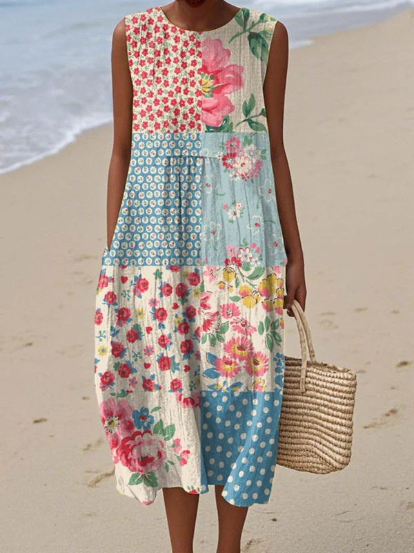 ANDREA | Patchwork Midi Dress
