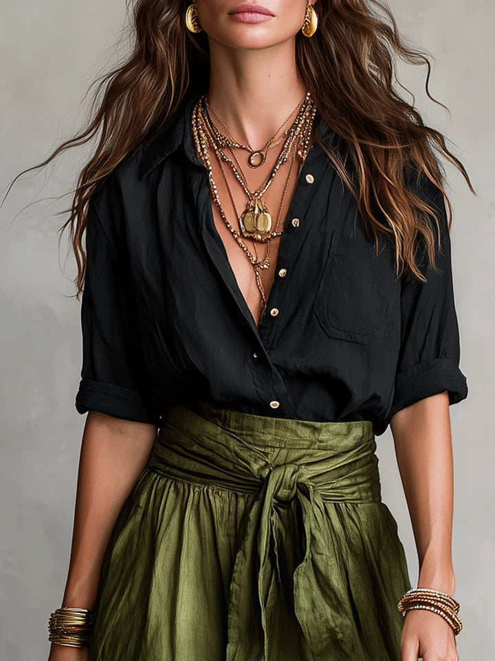 RIVER | SHIRT &amp; MIDI SKIRT SET