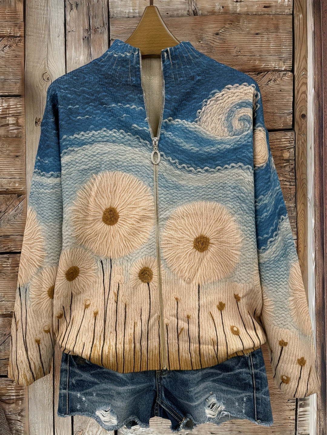 Yolanda™ | Dandelion Meadow Quilted Zip Cardigan