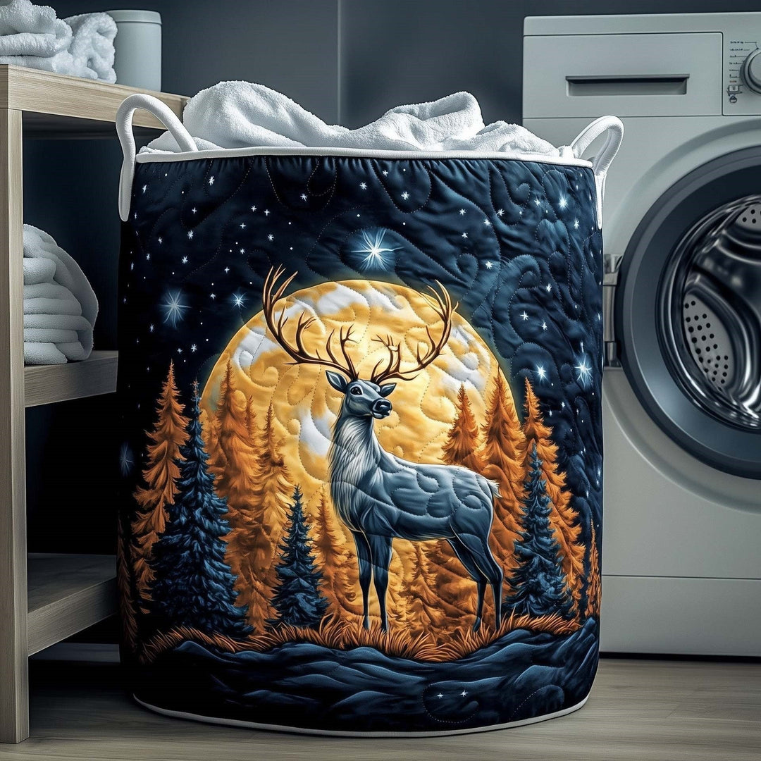Golden Moon Reindeer Quilted Storage Basket