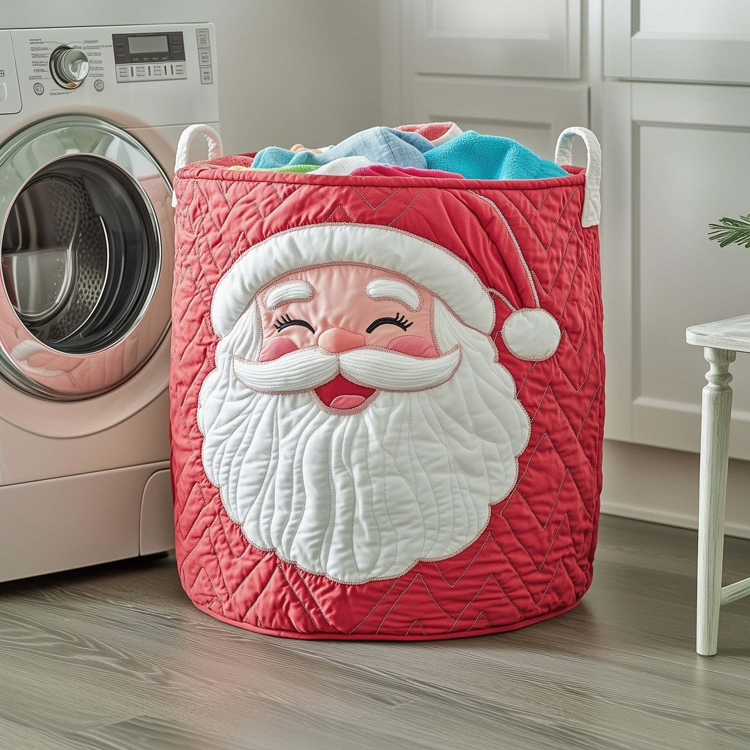 Jolly Santa Smile Quilted Storage Basket