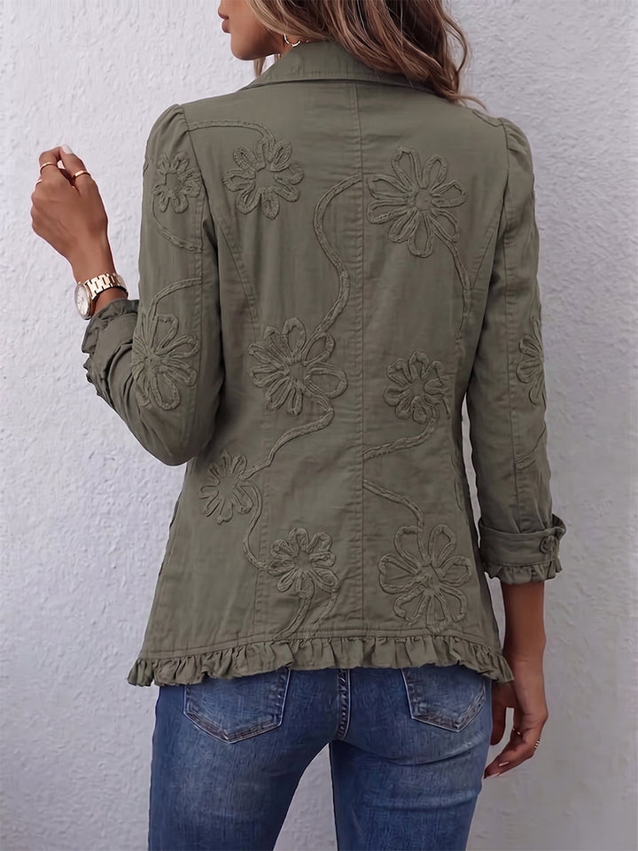 Women’s Boho Floral Embroidered Utility Jacket