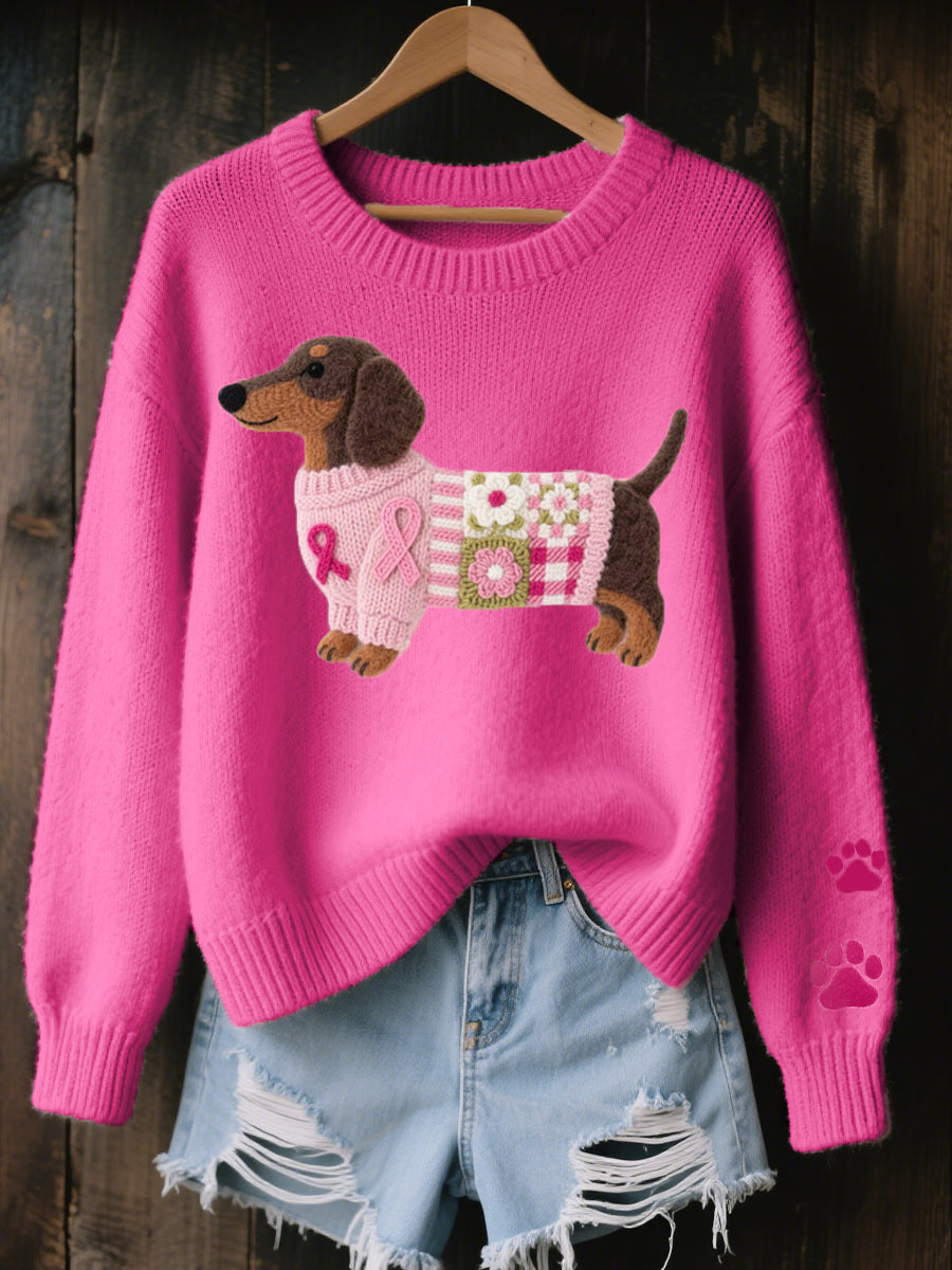Naoni | Knitted Sweater with Wool-Felt Dachshund Motif